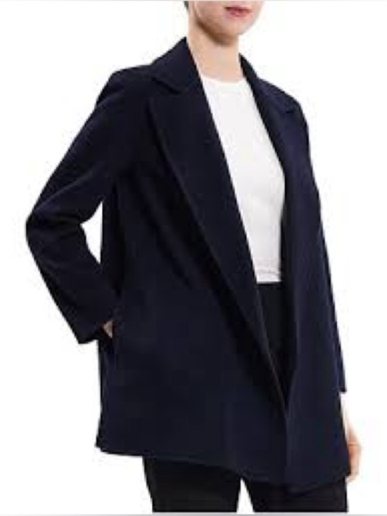 Theory Jackets & Blazers - Theory Clairene Open Front Wool Cashmere Blend Jacket Blazer Navy Blue